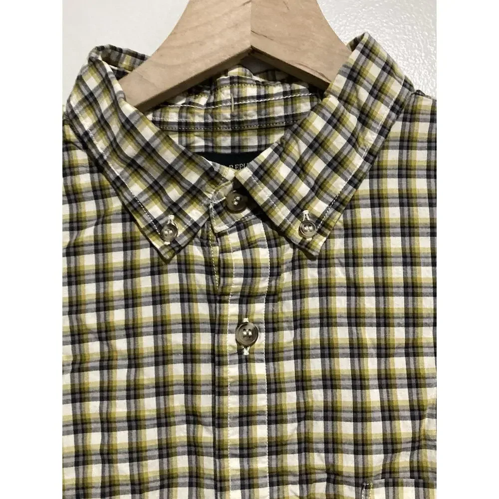 BANANA REPUBLIC MENS PINK PLAID BUTTON DOWN SHIRT Large UNTUCKED FIT